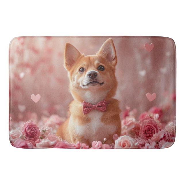 Tapis De Bain Basenji avec des roses - Saint-Valentin (Devant)
