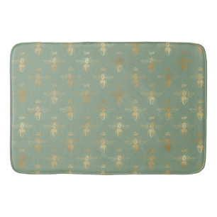 Tapis De Bain Basil Green et Gold Queen Bee