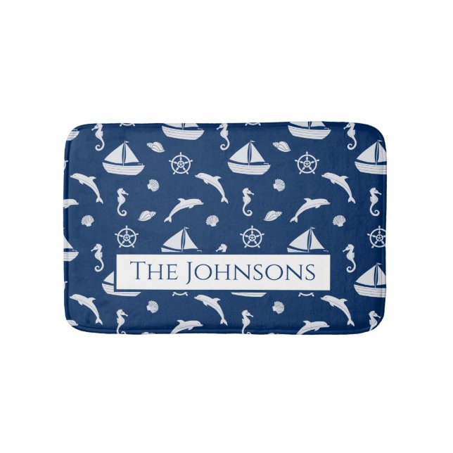 Tapis De Bain Bateau à voile et Motif Marine Life (Devant)