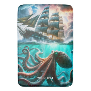 Tapis De Bain Bateau à voile Imaginaire Cute Octopus