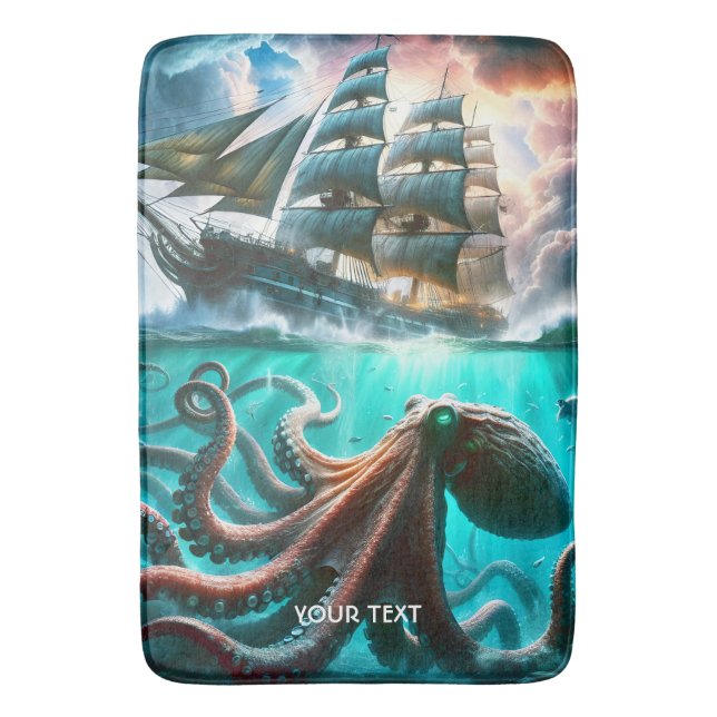 Tapis De Bain Bateau à voile Imaginaire Cute Octopus (devant Vertical)