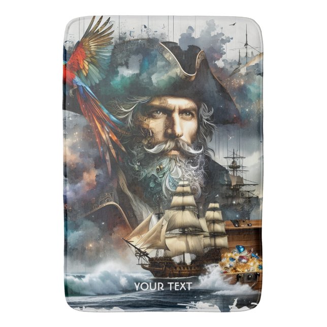 Tapis De Bain Bateau de mer Pirate d'Imaginaire mignon (devant Vertical)