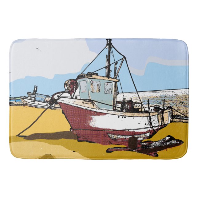 Tapis De Bain Bateau de pêche pittoresque (Devant)