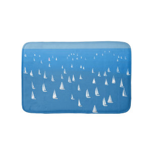 Tapis De Bain Bateaux à voile en mer bleu profond - Regatta Bate