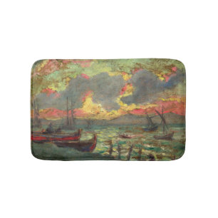 Tapis De Bain Bateaux à voile sur le rivage (par Kimon Loghi)