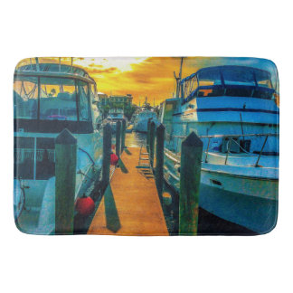 Tapis De Bain Bateaux au coucher du soleil du port