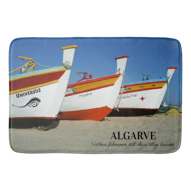 Tapis De Bain Bateaux de pêche sur la plage de l'Algarve Photo (Devant)