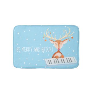 Tapis De Bain Bath Mat avec rennes de Noël jouant du piano