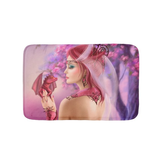 Tapis De Bain Bath Mat imaginaire femme reine et dragon rouge (Devant)