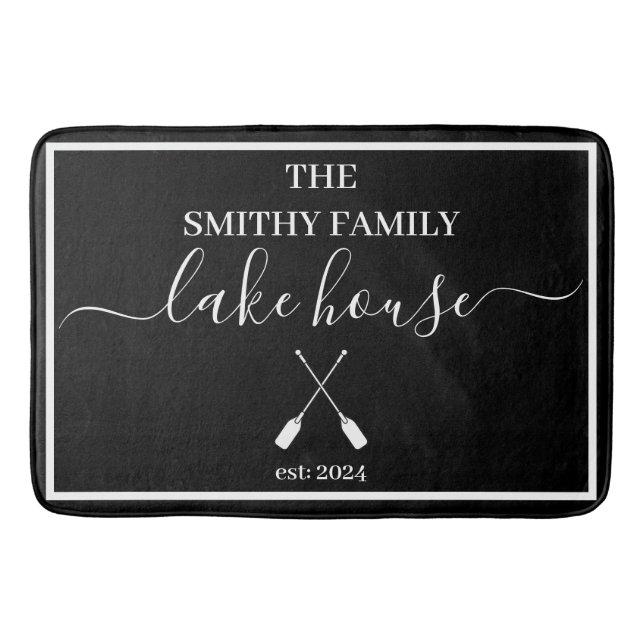 Tapis De Bain Bath Mat - Lake House Noir et blanc (Devant)