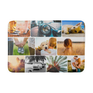 Tapis De Bain Bath Mat Your 10 Photo Rond Collage Blanc