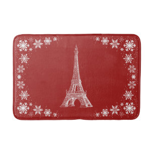 Tapis De Bain Bathmat blanc rouge neige