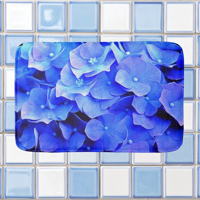 Tapis De Bain Bathmat Bleu Hydrangeas (Créateur téléchargé)