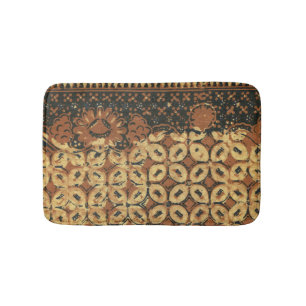 Tapis De Bain Batik Kawung vintage indonésien à motif rustique