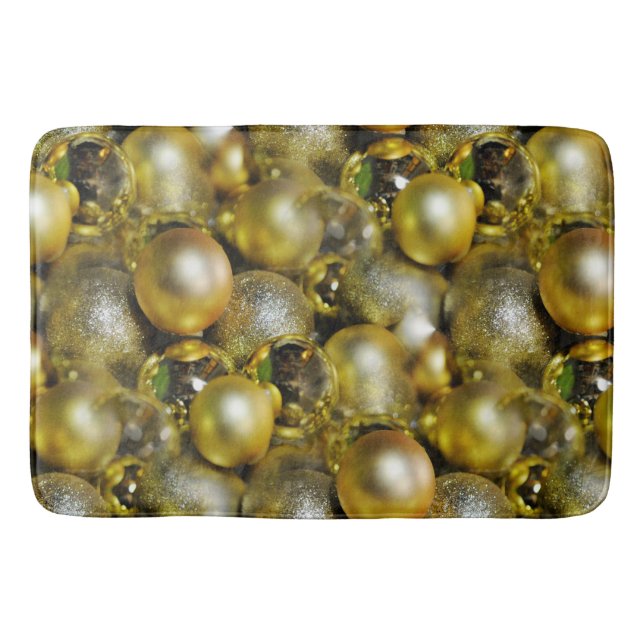 Tapis De Bain Baubles de Noël d'or (Devant)