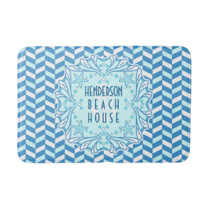 Tapis De Bain Beach House Art Déco Shell et Herringbone Custom