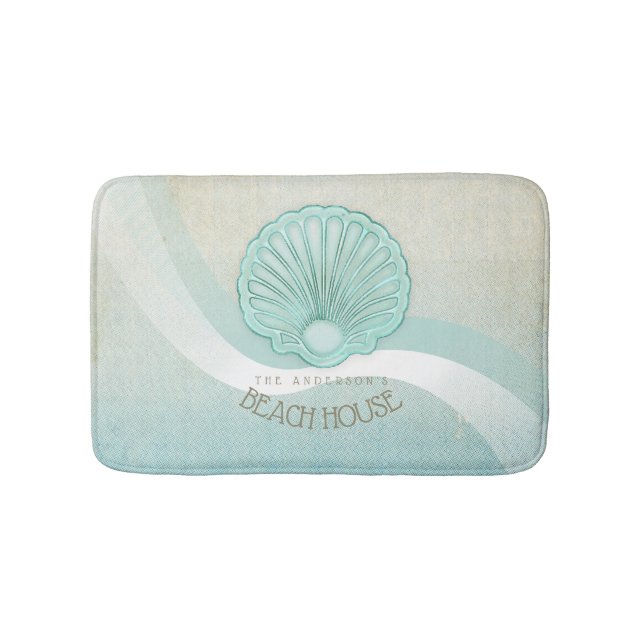 Tapis De Bain Beach House Clam Shell Aqua Blue ID623 (Devant)