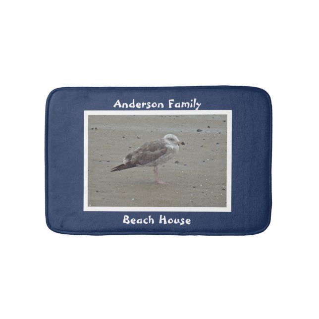 Tapis De Bain Beach House Mouette Artistique sur le sable Océan  (Devant)