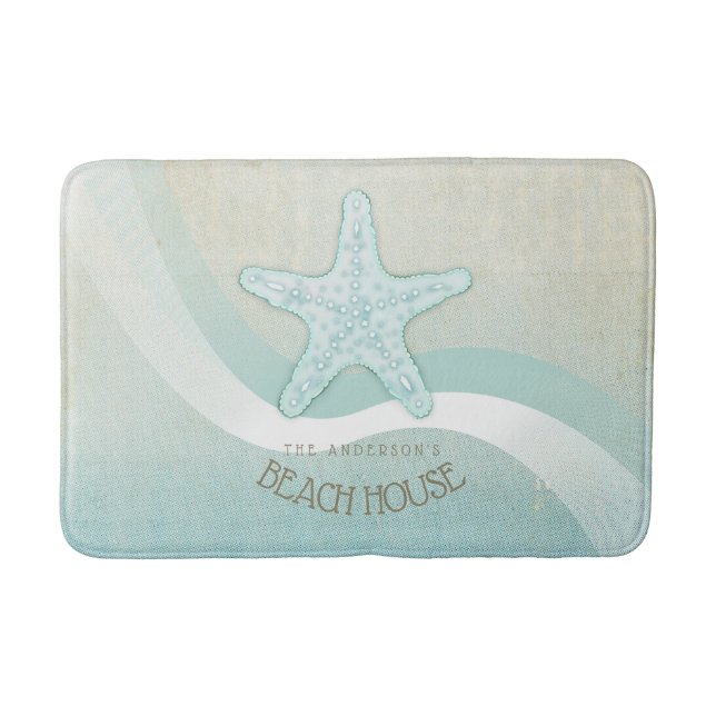 Tapis De Bain Beach House Nautical Starfish Aqua Blue ID623 (Devant)