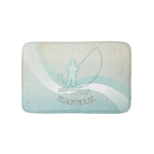 Tapis De Bain Beach House Pêcheur nautique Aqua Blue ID623