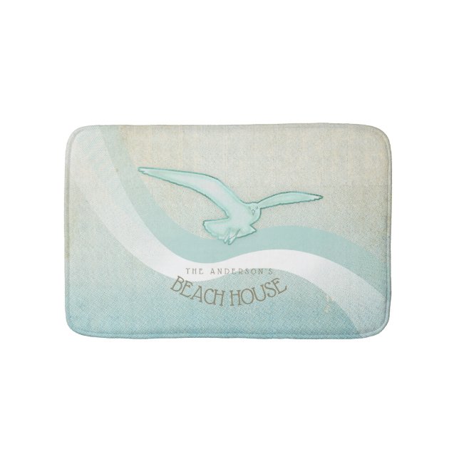 Tapis De Bain Beach House Seagull Aqua Blue ID623 (Devant)