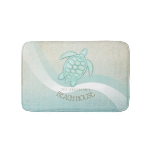 Tapis De Bain Beach House Tortue nautique Aqua Blue ID623