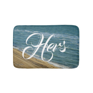Tapis De Bain Beach Ocean Sand Blue Tropical Ses/Hers M/Mme