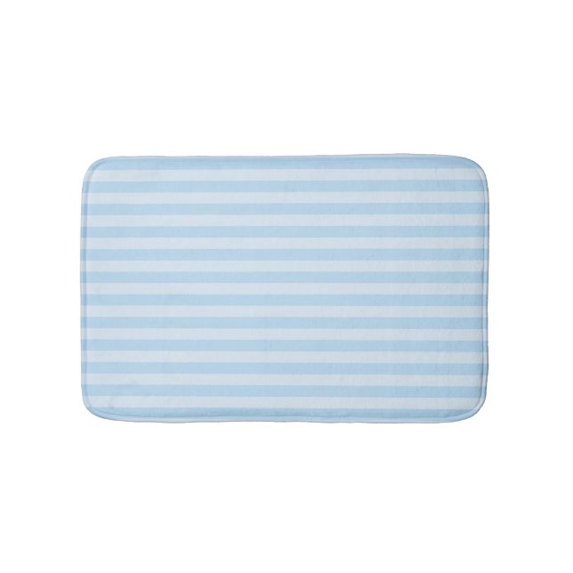 Tapis De Bain Beach Style Bath Mat Blue Stripes on Light Blue  (Devant)