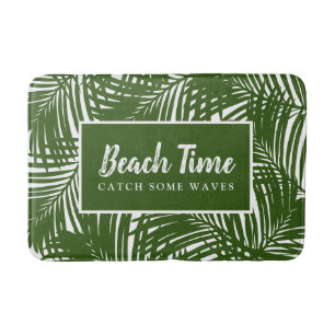 Tapis De Bain Beach Time Mod Green Palm Feuille Motif