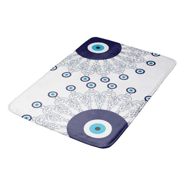 Tapis De Bain Beacht Bleu Boho Eye mal Mandala Salle de bain Mot (Angle)