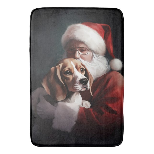 Tapis De Bain Beagle avec le Père Noël Festif Noël (devant Vertical)