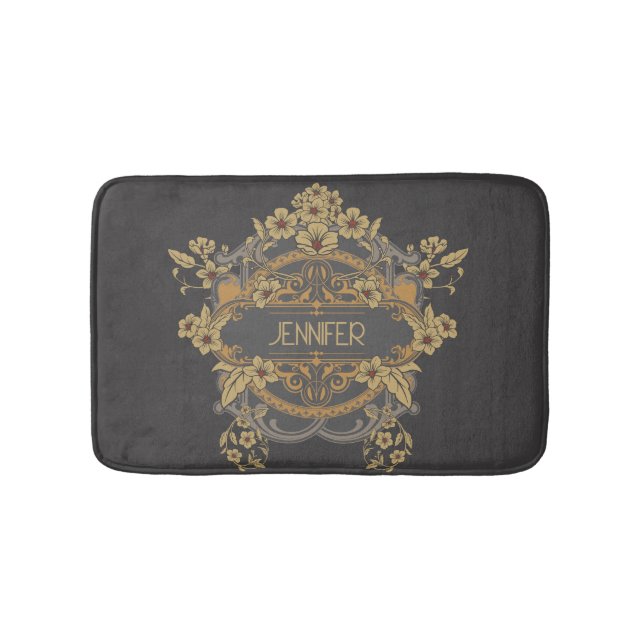 Tapis De Bain Beau design Art Nouveau avec fleurs (Devant)