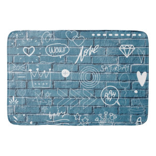 Tapis De Bain Beau graffiti sur mur vert calligraphie