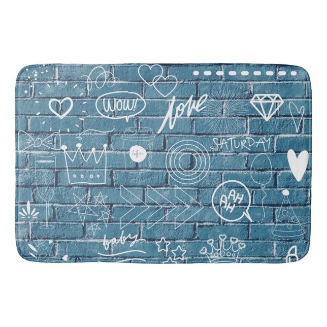 Tapis De Bain Beau graffiti sur mur vert calligraphie (Devant)