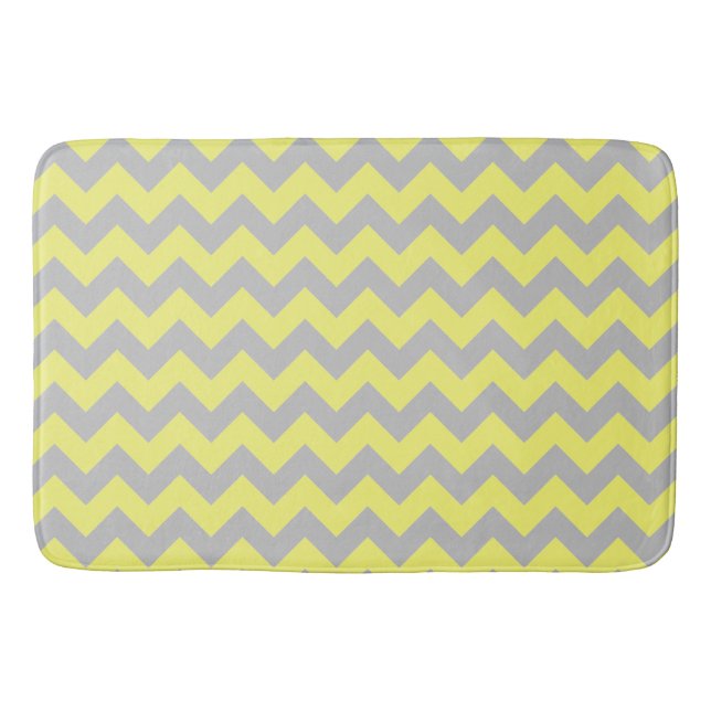 Tapis De Bain Beau Motif Chevron gris jaune (Devant)
