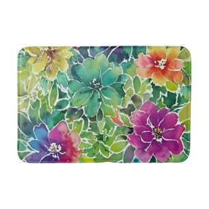 Tapis De Bain Beau Motif de fleurs d'aquarelle