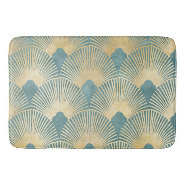 Tapis De Bain Beau motif ventilateur, or turquoise, motif Art Dé (Devant)
