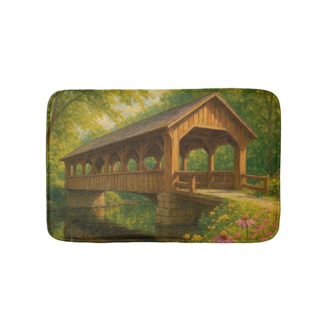 Tapis De Bain Beau pont couvert d'été art (Devant)