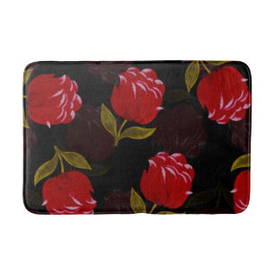 Tapis De Bain Beau Rouge translucide rose motif de broderie