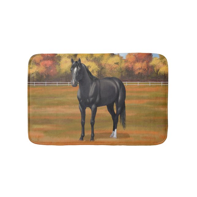Tapis De Bain Beau Stallion Cheval du Quartier Noir (Devant)