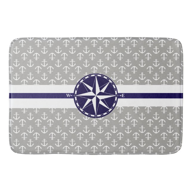 Tapis De Bain Beau thème nautique Motif Ancre (Devant)
