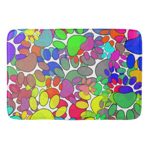 Tapis De Bain Beaucoup D'Empreintes de pattes De Chiens Partout