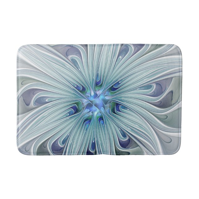 Tapis De Bain Beauté florale Abstraite moderne Blue Pastel Flowe (Devant)