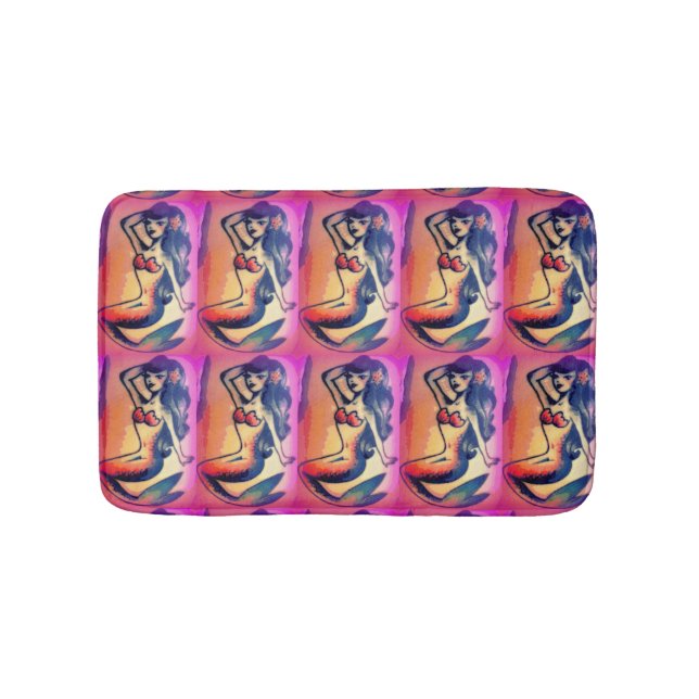 Tapis De Bain beautés de sirène aux cheveux bruns (Devant)