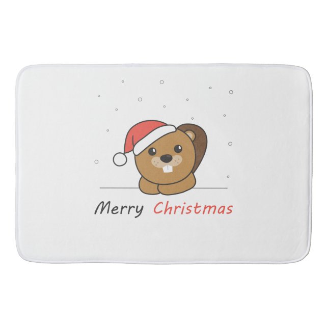 Tapis De Bain Beaver Noël Neige Hiver Animaux Castor (Devant)