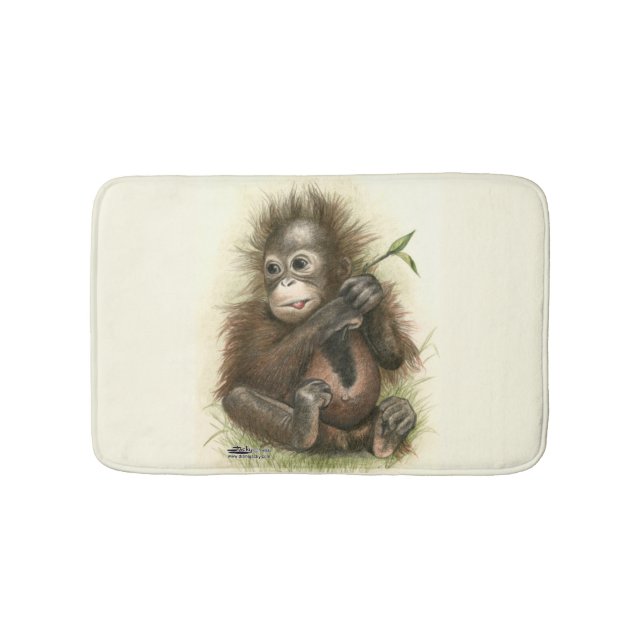 Tapis De Bain Bébé orang-outan avec des feuilles (Devant)