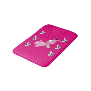 Tapis De Bain Bébée Cowgirl Avec Bain De Vaches Noires Et Blan