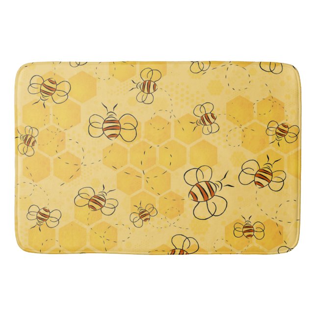 Tapis De Bain Bee Buzzing Honey Bees mignonne (Devant)