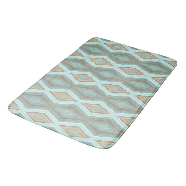 Tapis De Bain Beige Aqua Turquoise Mint Green Art Carré (Angle)