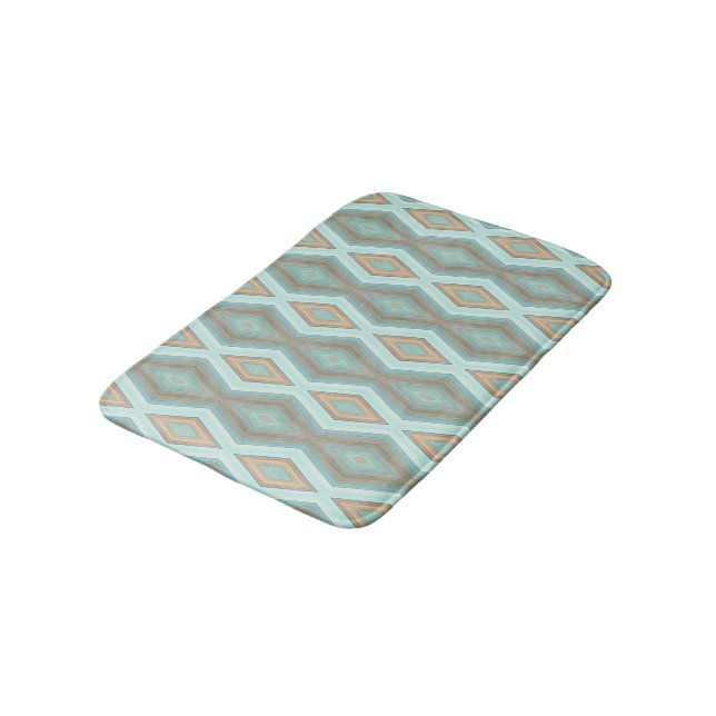 Tapis De Bain Beige Aqua Turquoise Mint Green Art Carré (Angle)
